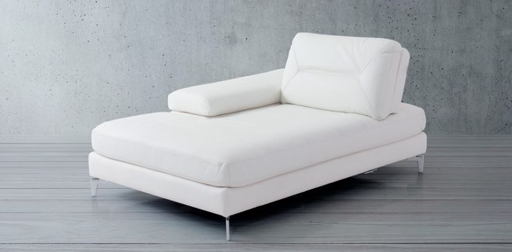 Chaise Longue de Piel Izquierdo Biccari  Blanco 