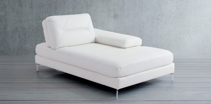 Chaise Longue de Piel Derecho Biccari Blanco 