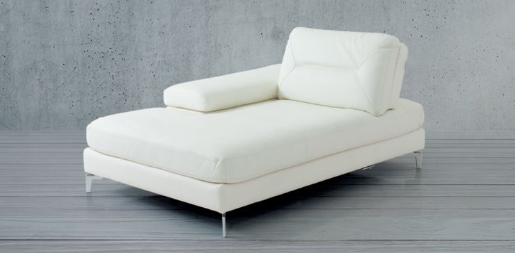 Chaise Longue de Piel Izquierdo Biccari  Blanco 