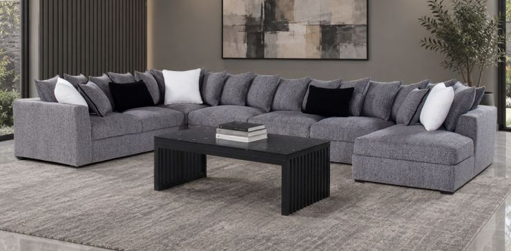 Sala Modular Derecha Bella Gris Oxford 5 Piezas