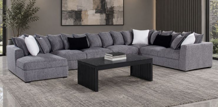 Sala Modular Izquierda Bella Gris Oxford 5 Piezas