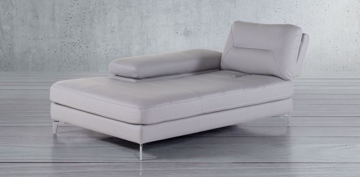 Chaise Longue Izquierdo de Piel Biccari Silver 