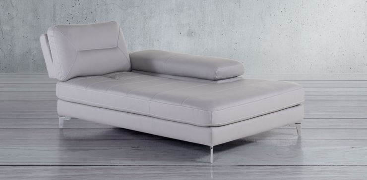 Chaise Longue Derecho de Piel Biccari Silver 