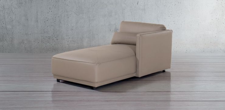 Chaise Long Derecho de Piel Forever Gris