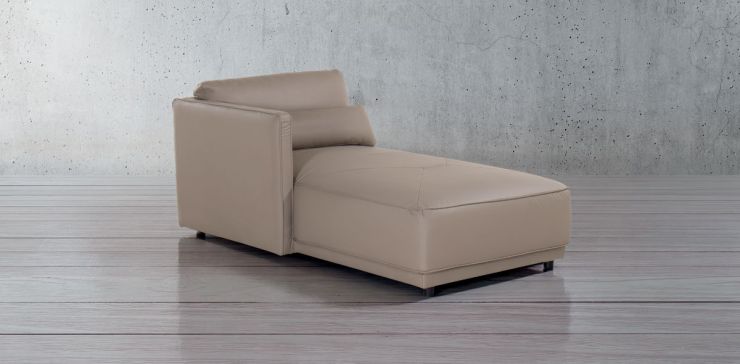 Chaise Long Izquierdo de Piel Forever Gris