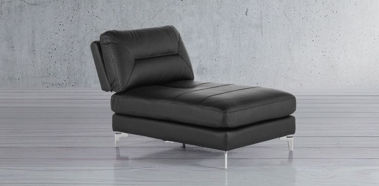 Sillón Sin Brazos de Piel Deslizable Biccari Negro