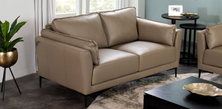 Sofá 2 Plazas Piel Milo Beige