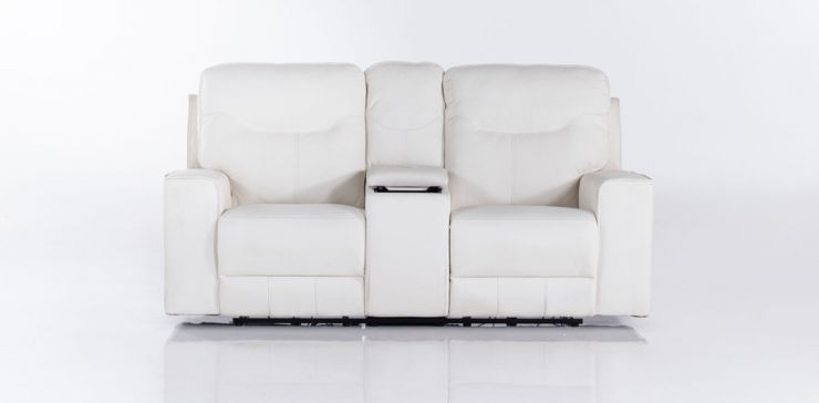 Sofá 2 Plazas con Reclinables Eléctricos Calgary Blanco