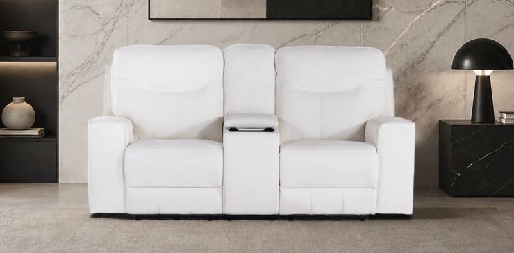 Sofá 2 Plazas con Reclinables Eléctricos Calgary Blanco