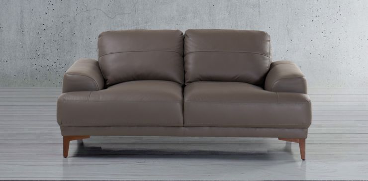 Sofá 2 Plazas de Piel Kaida Gris