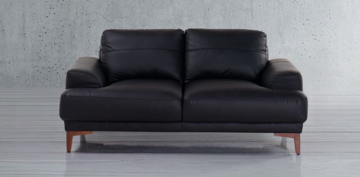 Sofá 2 Plazas de Piel Kaida Negro