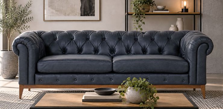 Sofá de Piel Pavia Azul