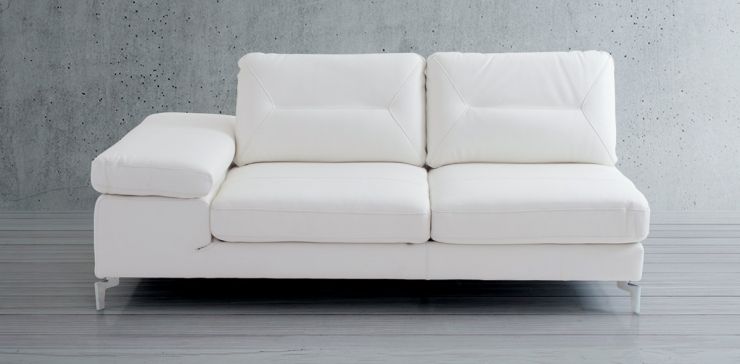 Sofá 3 Plazas Izquierdo de Piel Biccari Blanco 