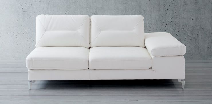 Sofá 3 Plazas de Piel Derecho Biccari Blanco 