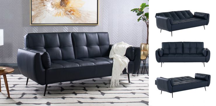 Sofá Cama Piel Dover Azul