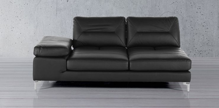 Sofá Izquierdo de Piel Deslizable Biccari Negro