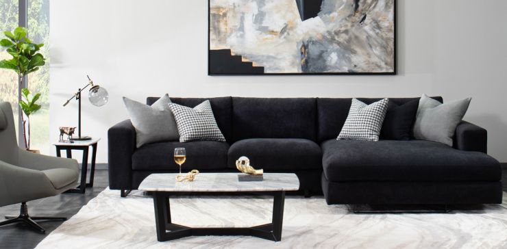 Sala en L Derecha Westford Negra
