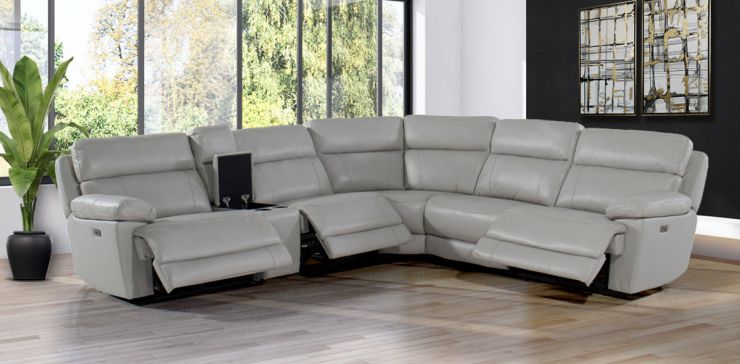 Sala Modular con Reclinables Eléctricos y Consola Georgette Gris