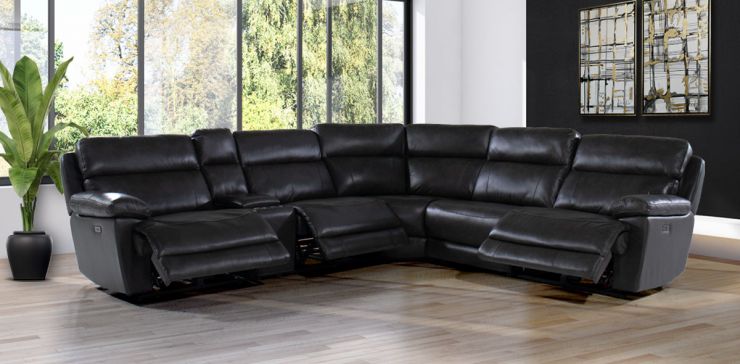 Sala Modular con Reclinables Eléctricos y consola Georgette Negro