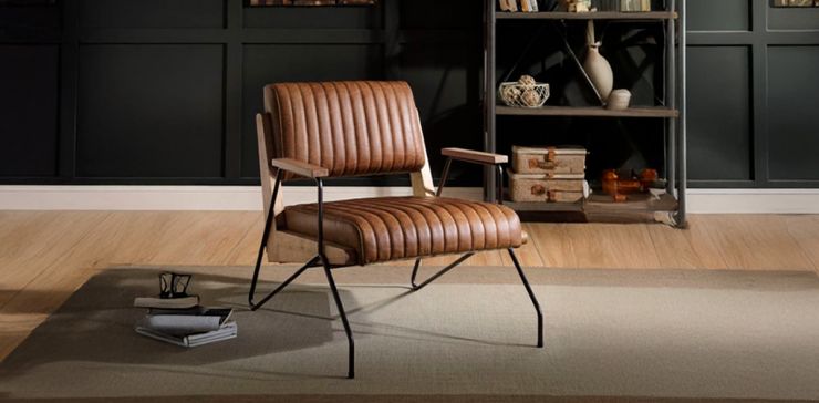 Sillón Piel Avejentada Eacnlz Café