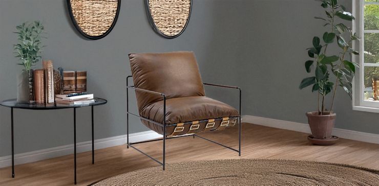 Sillón Piel Avejentada Oralia Café