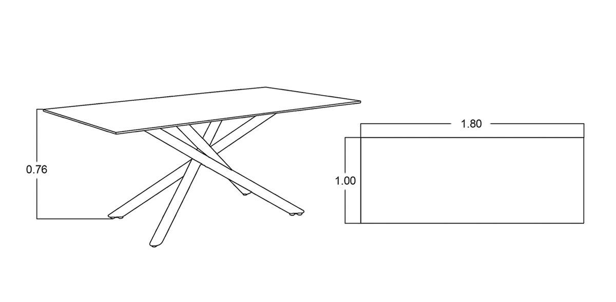 Antecomedor 180 X 100 Cm Rectangular Venecia Vidrio
