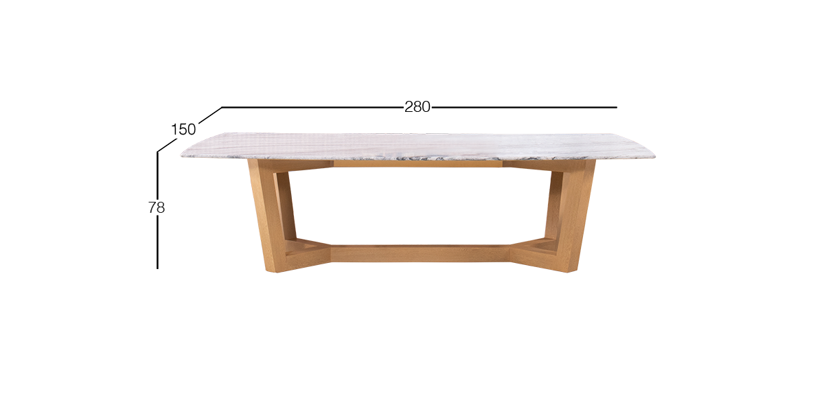 Mesa Comedor Granito 280 x 140 cm Huxley Rosa Morada