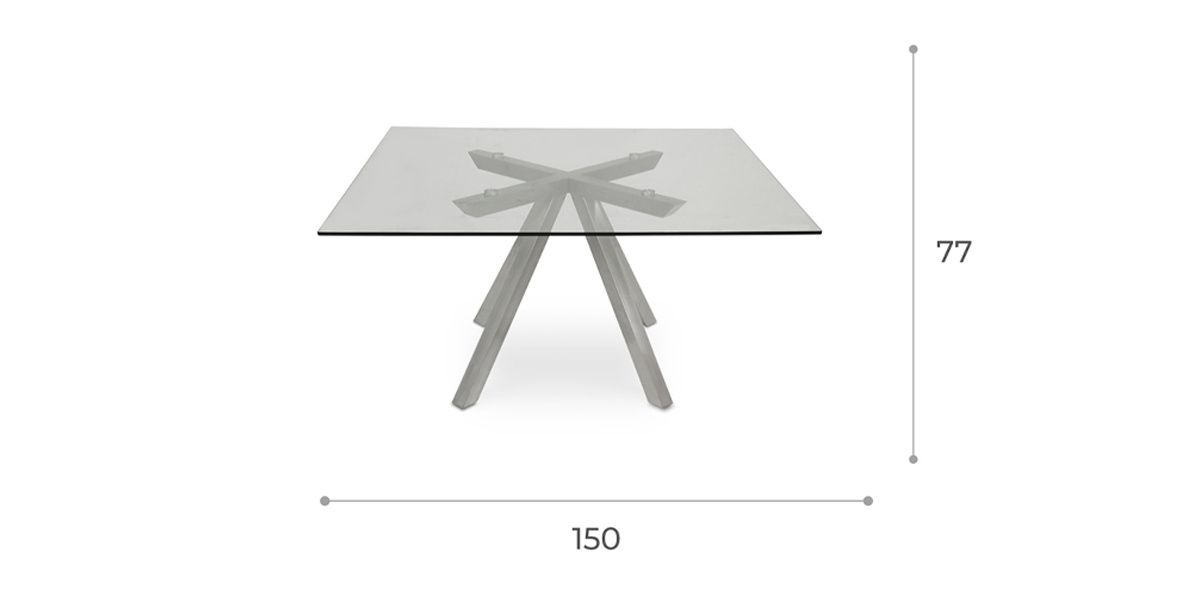 Mesa Comedor Cuadrada de Cristal 150 x 150 cm Zeit Plata