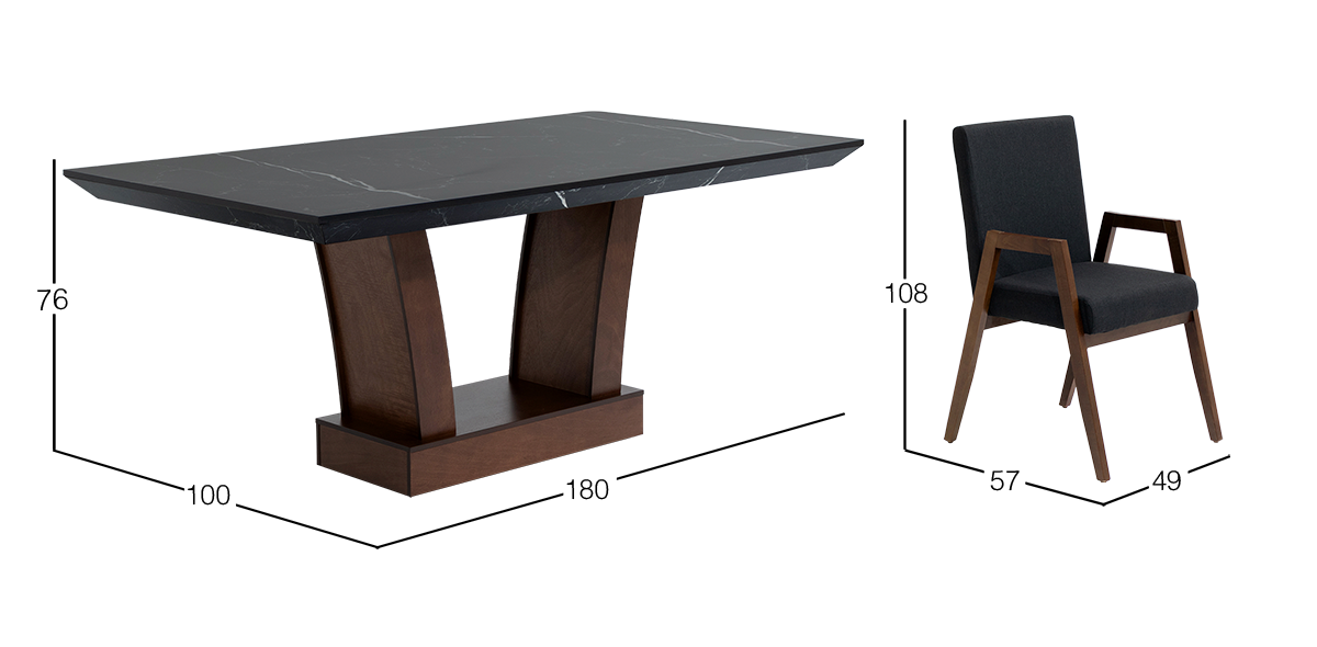 Comedor 180 x 100 cm Calella con 6 Sillas