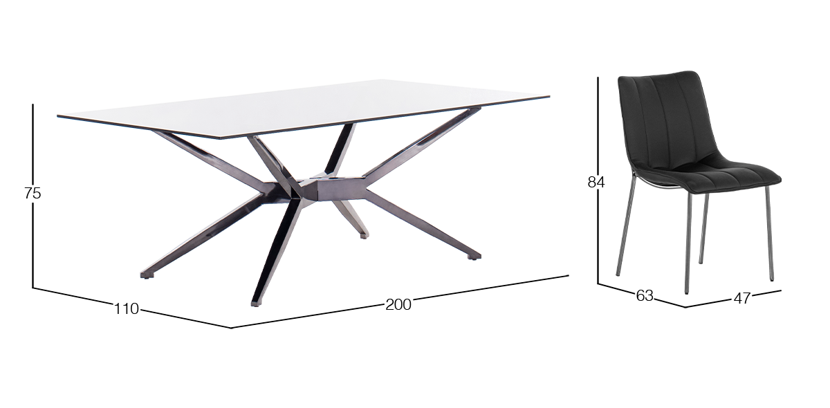 Comedor 200 x 110 cm Alessandro con 6 Sillas