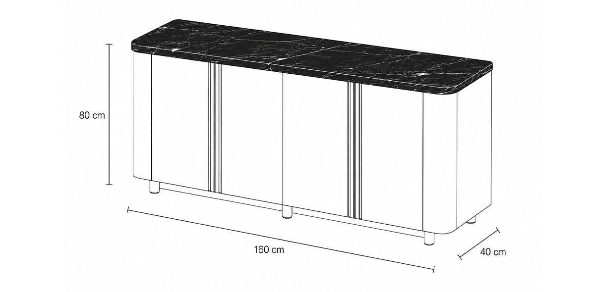 Buffet de Granito 160 cm Karra Nogal