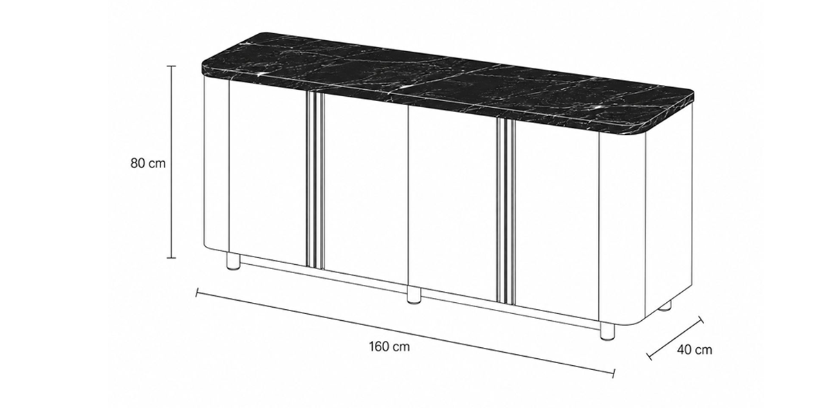 Buffet de Mármol 160 cm Karra Negro