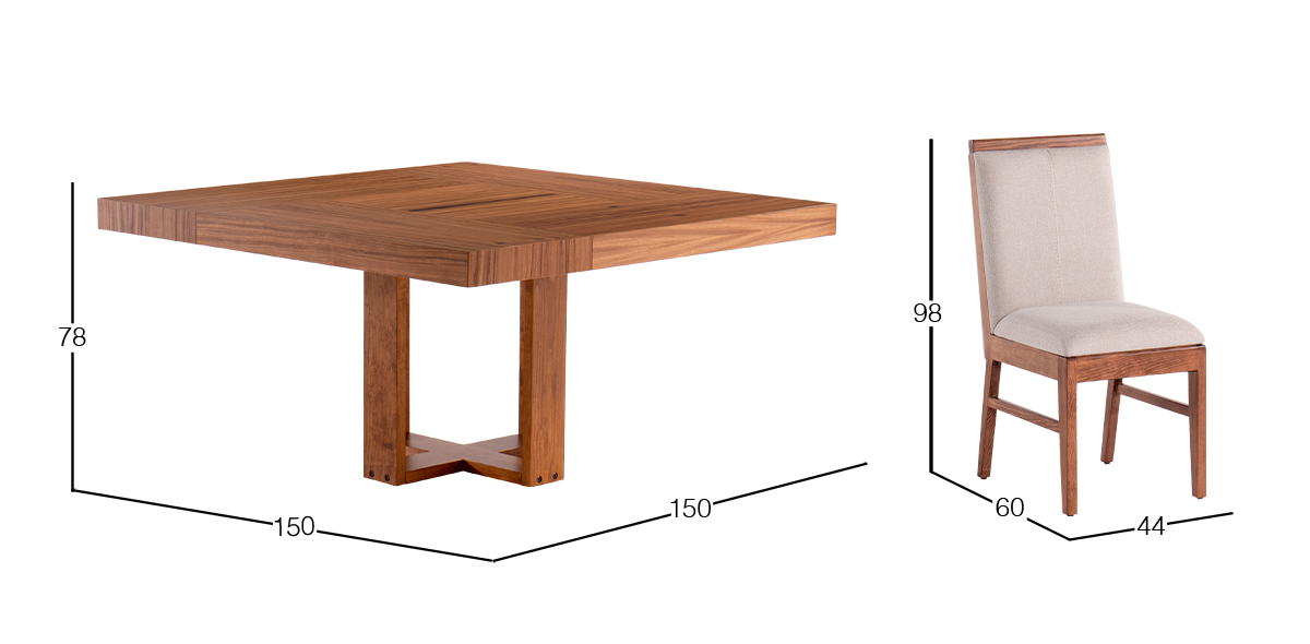 Comedor Cuadrado 150 cm Barcelona 6 Sillas