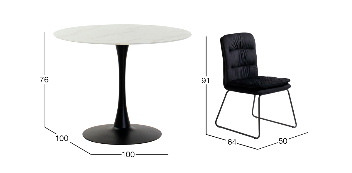 Comedor 100 cm Claire con 4 Sillas Marc