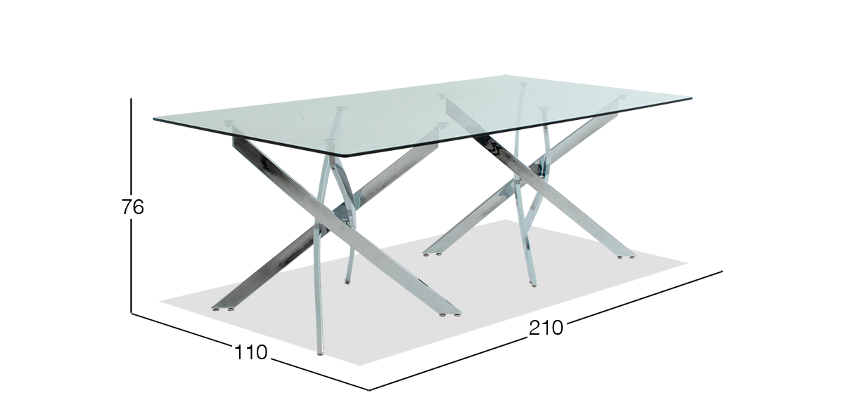 Mesa Comedor 210 X 110 Cm Rectangular Luciana Vidrio