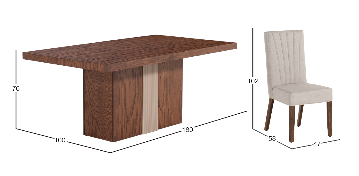Comedor 180 x 100 cm Divano con 4 Sillas