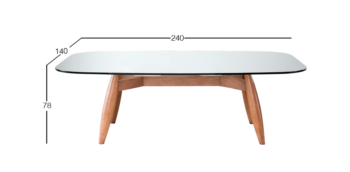 Comedor de Cristal 240 x 140 cm Donatto Nogal