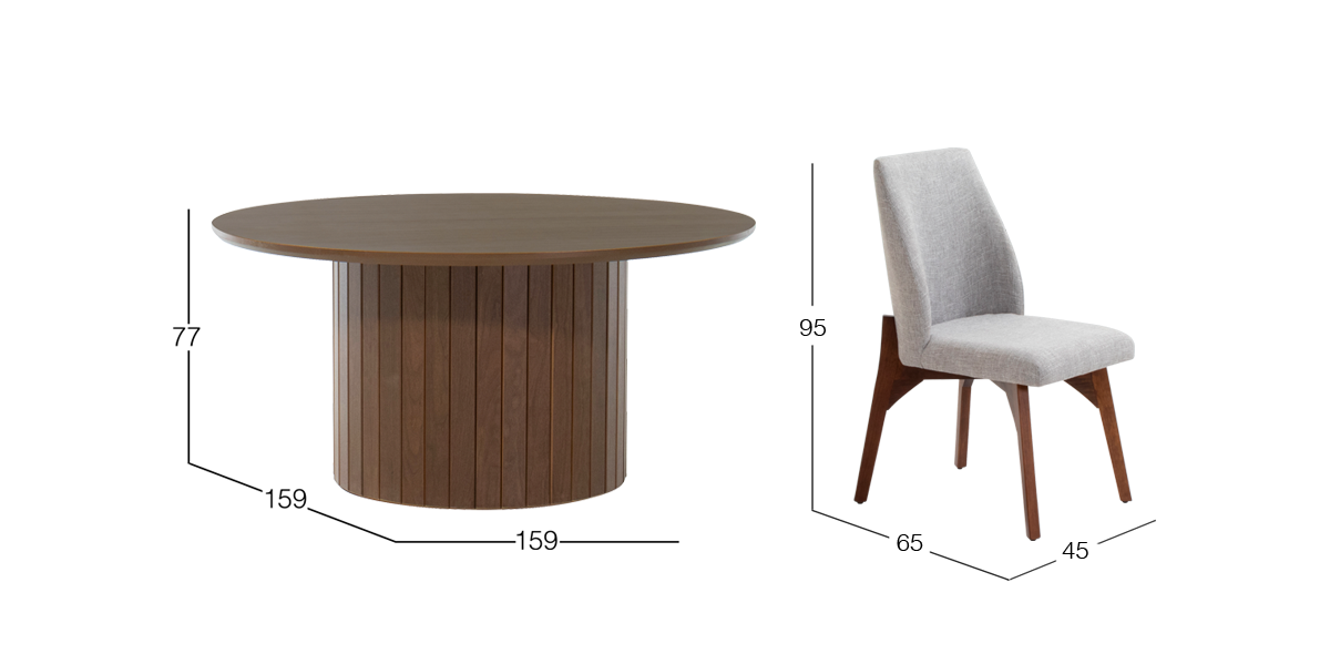 Comedor 160 cm Dunna y 6 Sillas Ziba