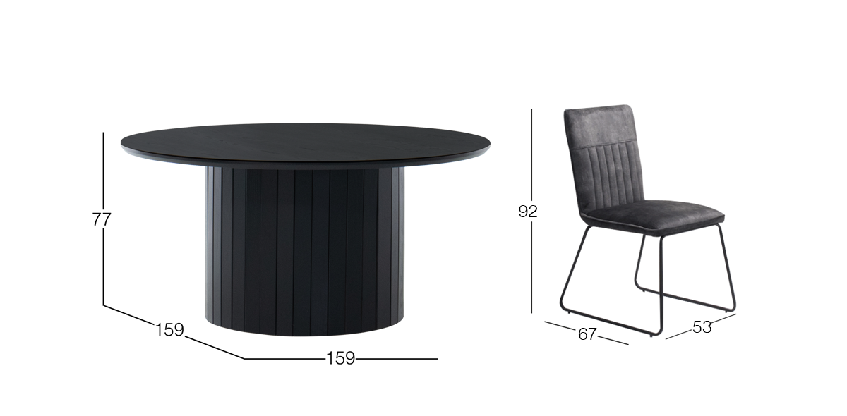 Comedor 160 cm Dunna Negro con 5 Sillas Beckett