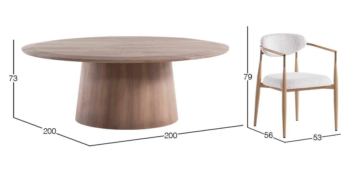 Comedor 200 cm Aire con 6 Sillones Lucca