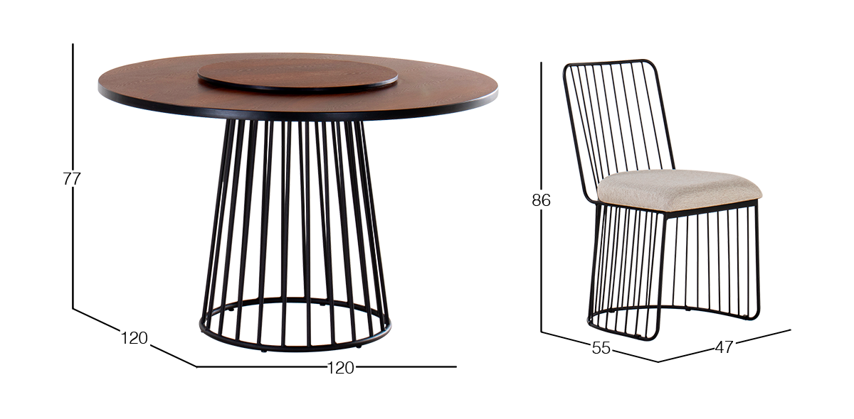 Comedor 120 cm Buda con 4 Sillas Arpa