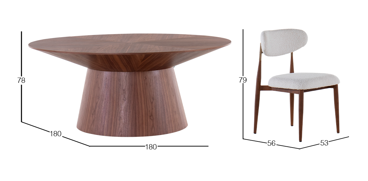 Comedor 180 cm Cartagena con 6 Sillones Lucca