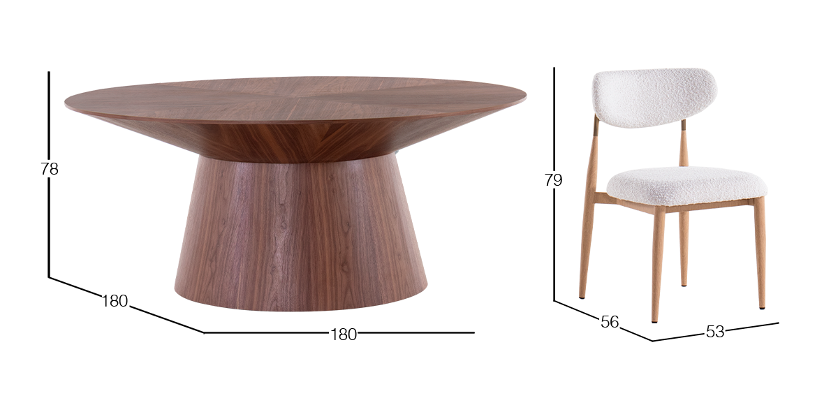 Comedor 180 cm Cartagena con 6 Sillones Lucca