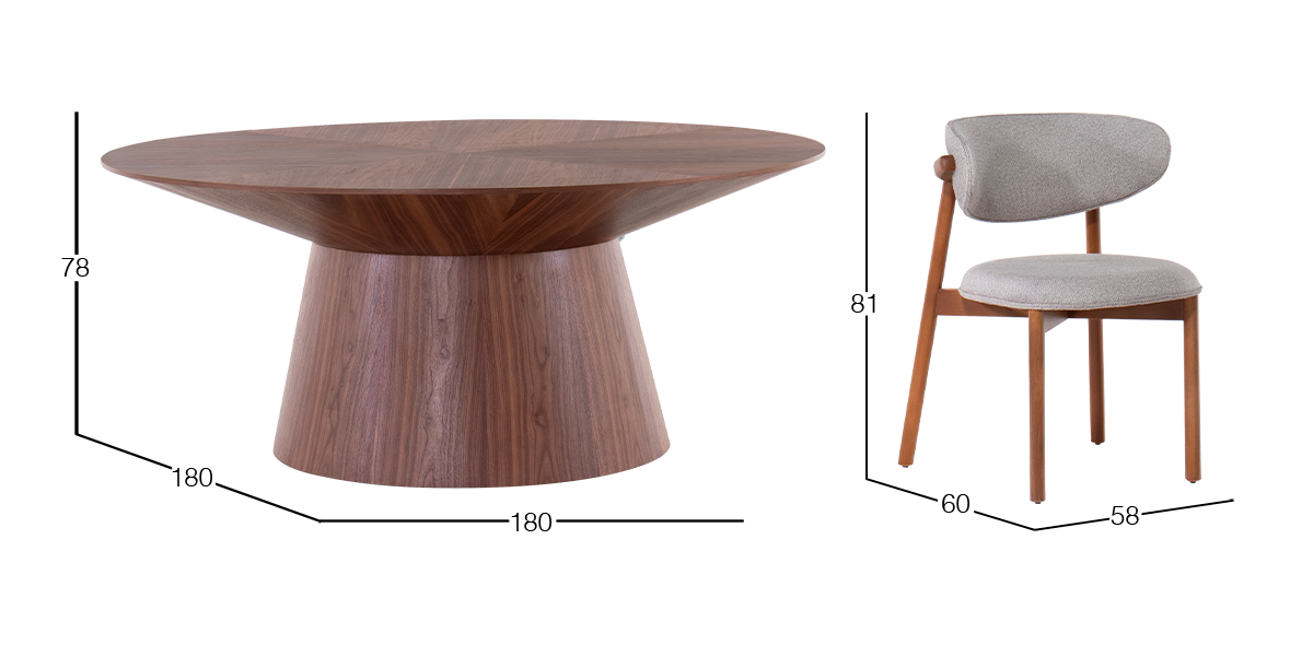 Comedor 180 cm Cartagena con 6 Sillas Malbec