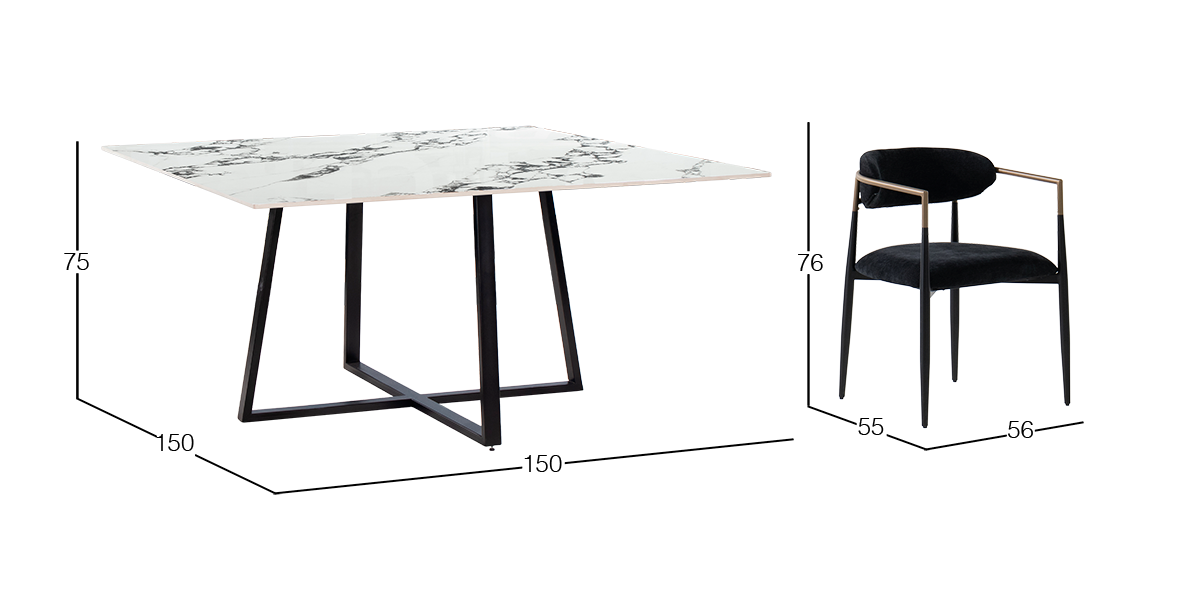 Comedor 150 x 150 cm Rokha con 6 Sillas Jaramillo