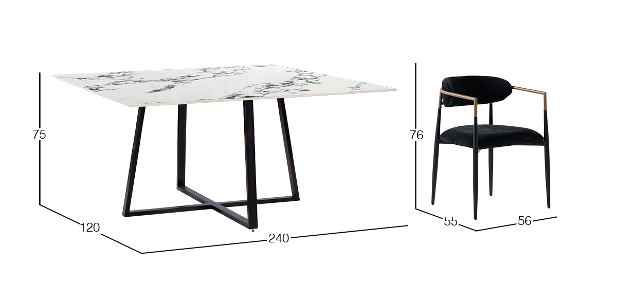 Comedor 150 x 150 cm Rokha con 6 Sillas Jaramillo