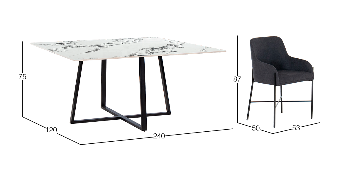 Comedor 150 x 150 cm Rokha con 6 Sillas Omega