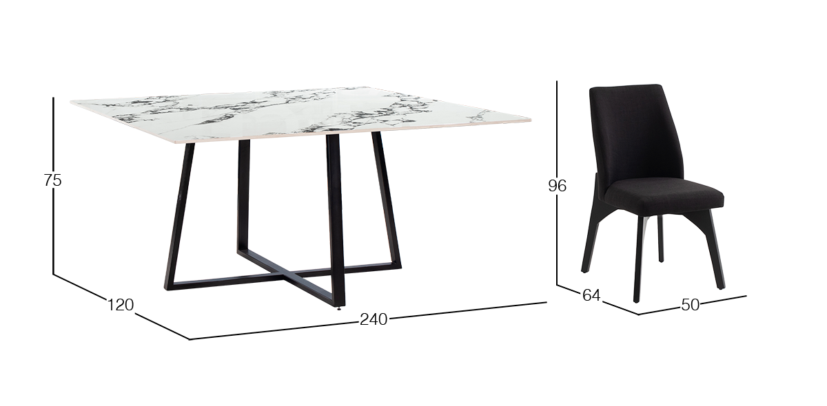 Comedor 150 x 150 cm Rokha con 6 Sillas Vertice