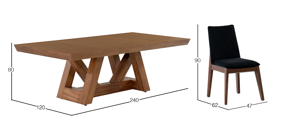 Comedor 240 x 120 cm Matera y 8 Sillas Negro