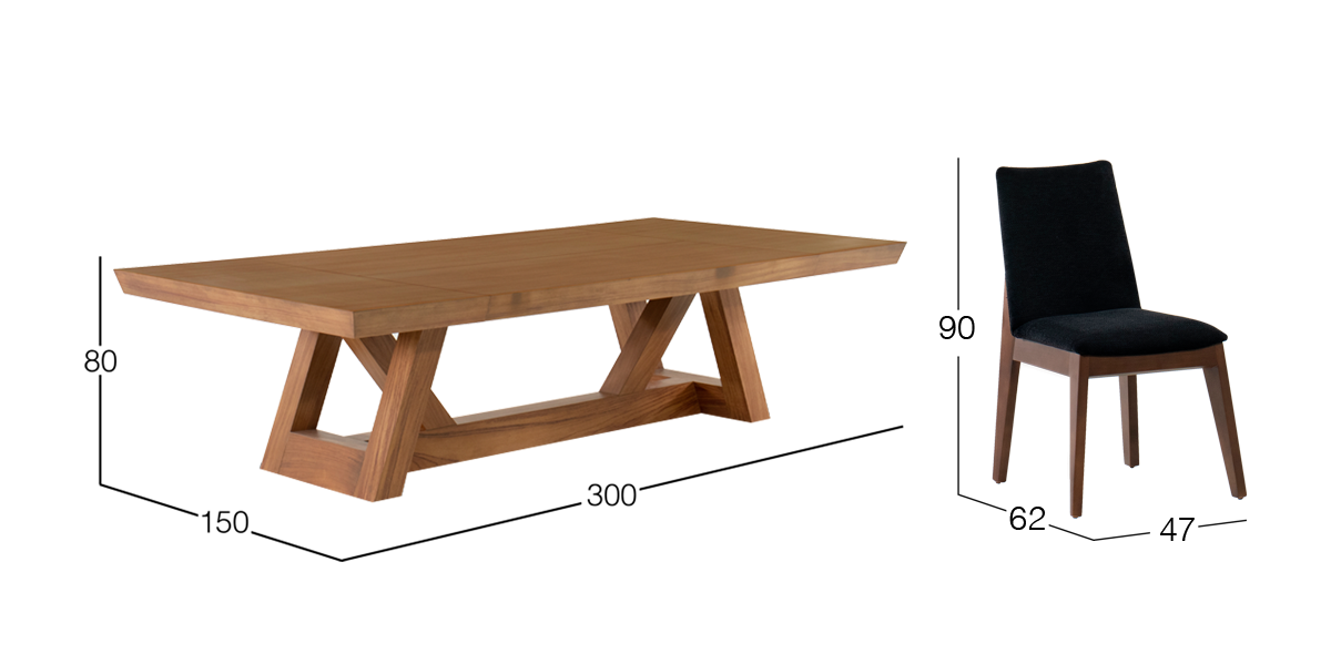 Comedor 300 x 150 cm Matera y 8 Sillas